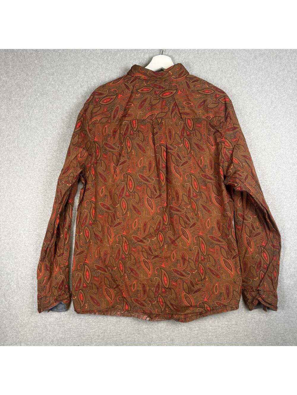Cody James Cotton Graphic Paisley Print Long Sleeve Button Down Shirt Brown 2XL - Picture 6 of 7